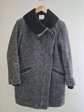 Vince Wool Blend Coat with Lamb Leather Trim XXS